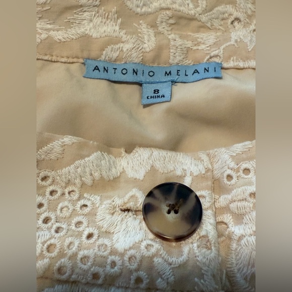 ANTONIO MELANI Cream A-Line Midi Skirt with Tie Front - Picture 2 of 4